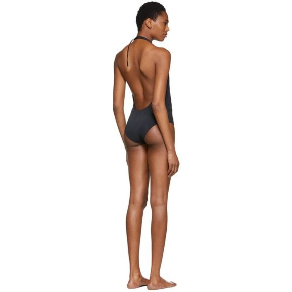 NWT Versace black plunging one piece swimsuit with signature gold tone accent, 4 - Picture 3 of 8